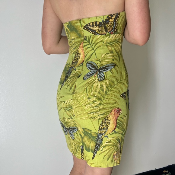 🦜Green Jungle Muse Halter Beaded Accent Mini Dress🦜 - Picture 2 of 10